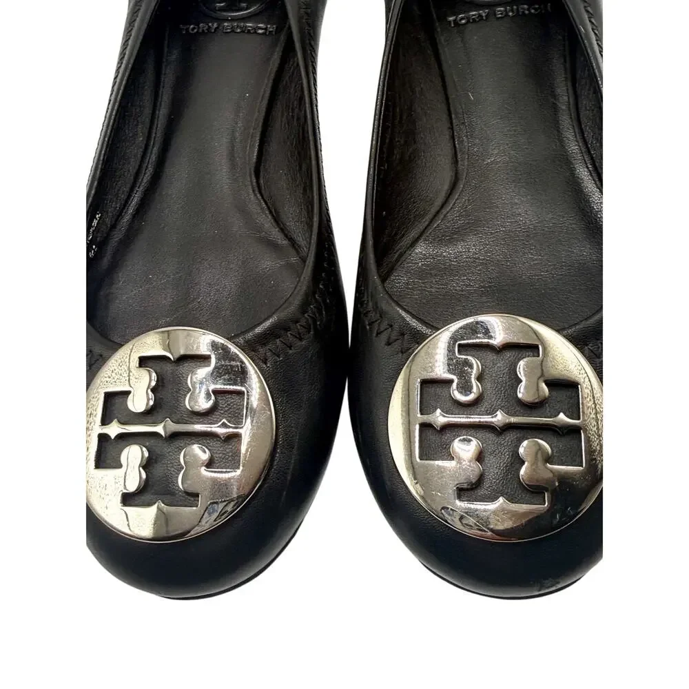 Tory Burch black leather Reva ballet flats size 6